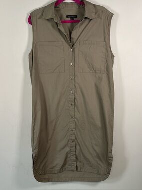 Banana Republic Sleeveless Button-Front Midi Dress in Taupe